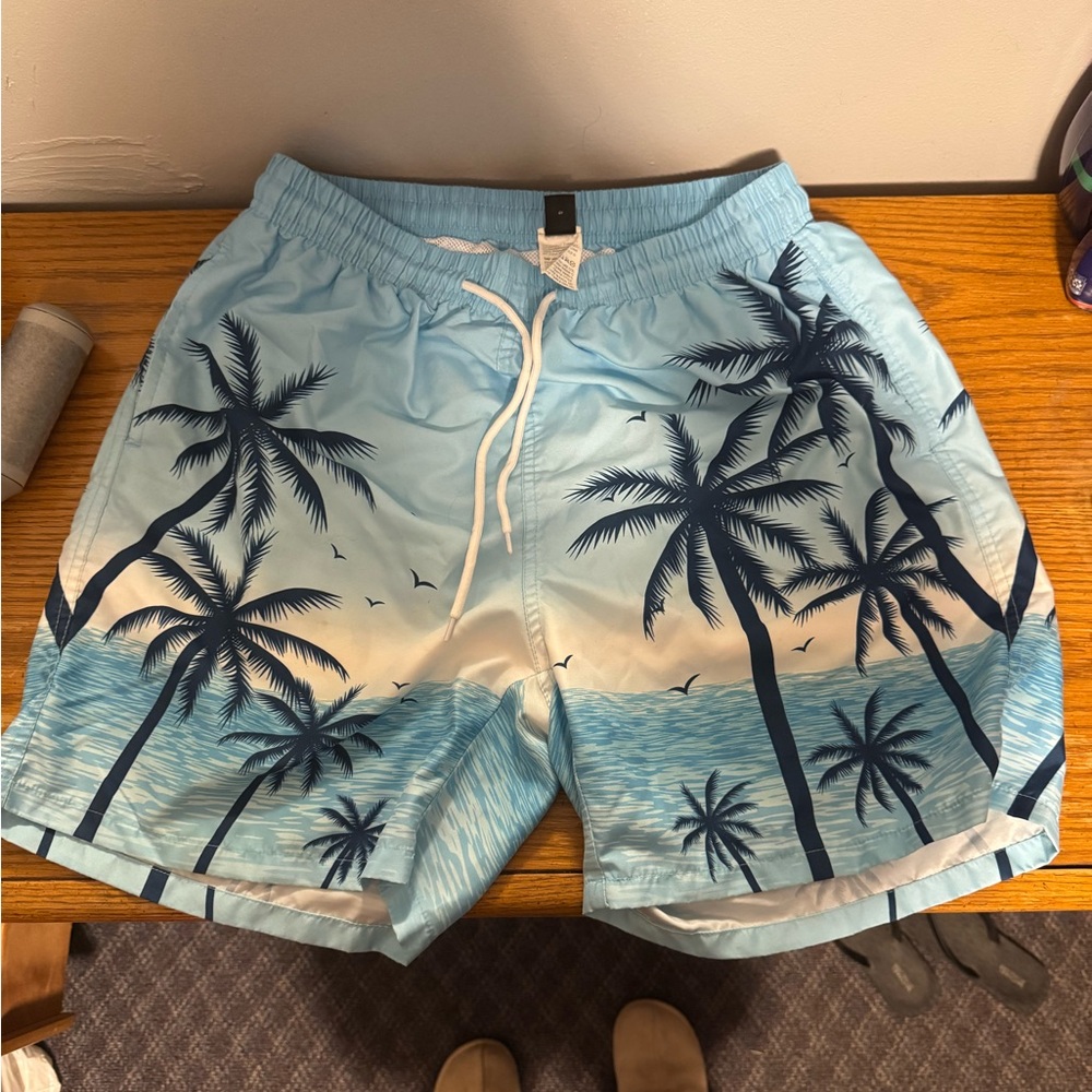 Blue Palm Tree Swim Shorts